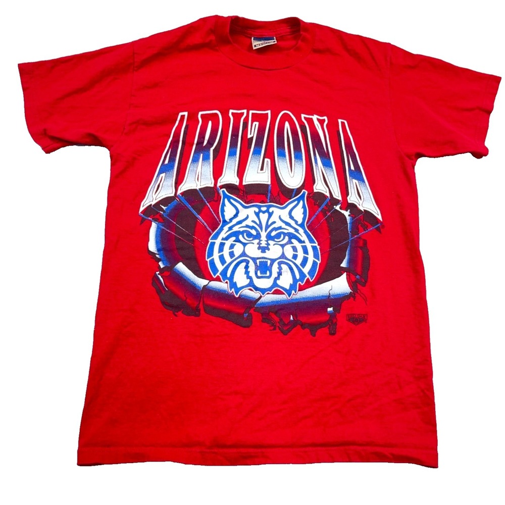 Vintage Arizona Wildcats Shirt Men Medium Red 90s Y2K Tee Big Logo Retro Adult